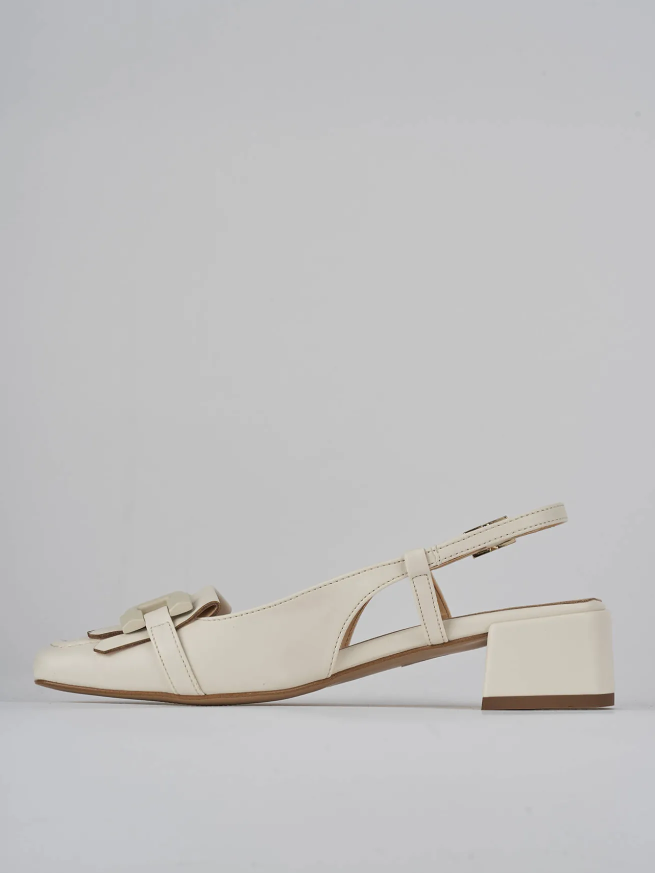 Slingback tacco 4cm pelle bianco