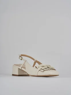 Slingback tacco 4cm pelle bianco