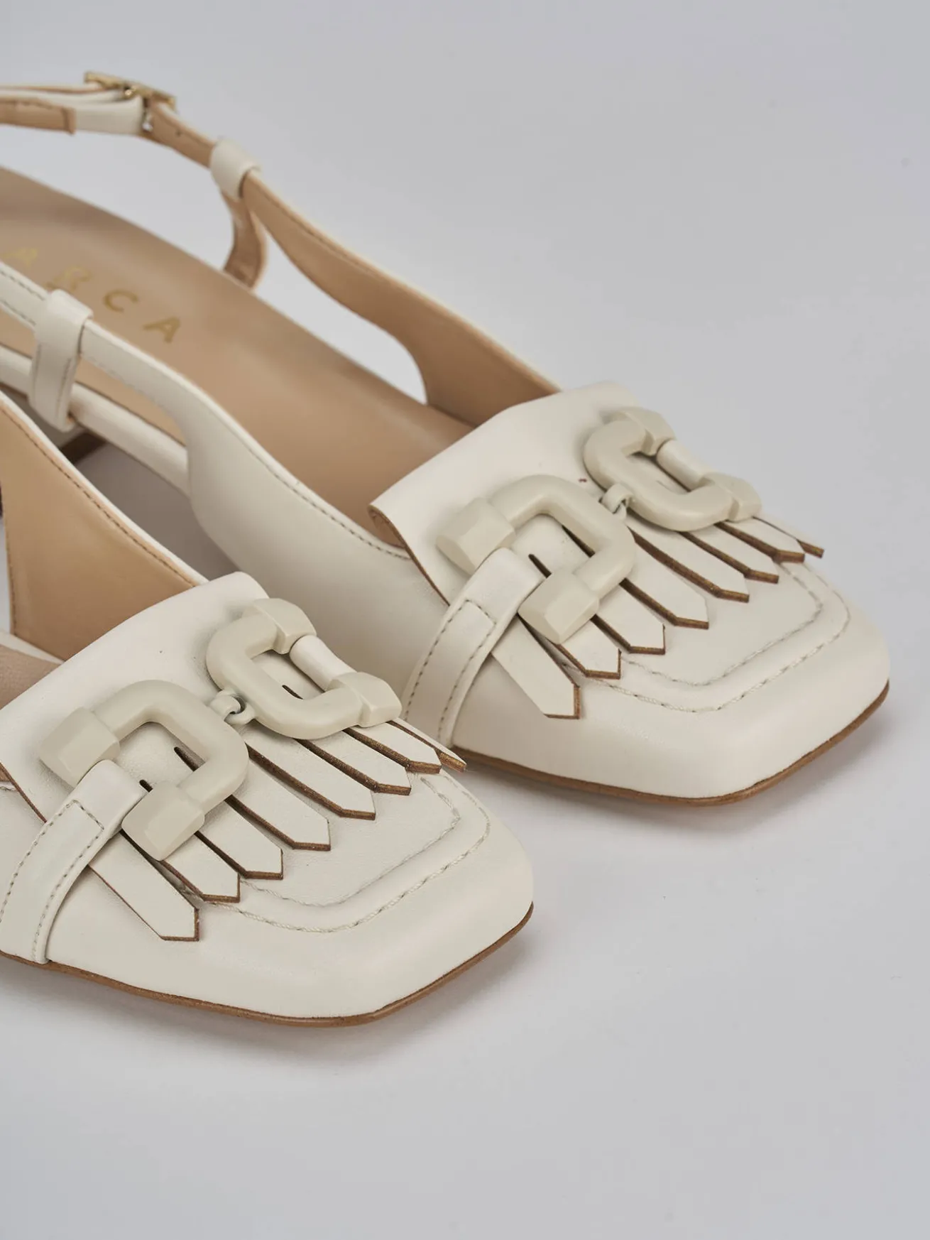 Slingback tacco 4cm pelle bianco
