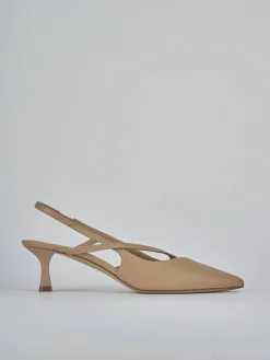 Slingback tacco 5cm pelle marrone