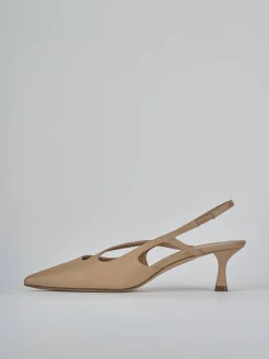 Slingback tacco 5cm pelle marrone