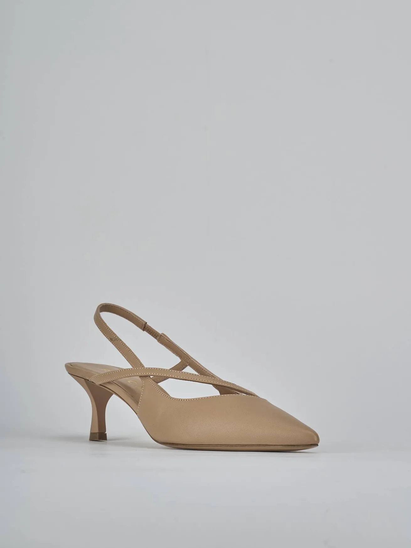 Slingback tacco 5cm pelle marrone