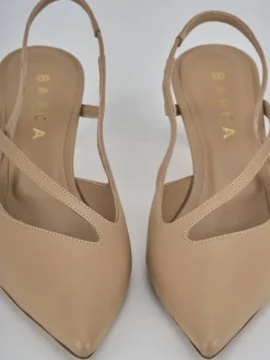 Slingback tacco 5cm pelle marrone