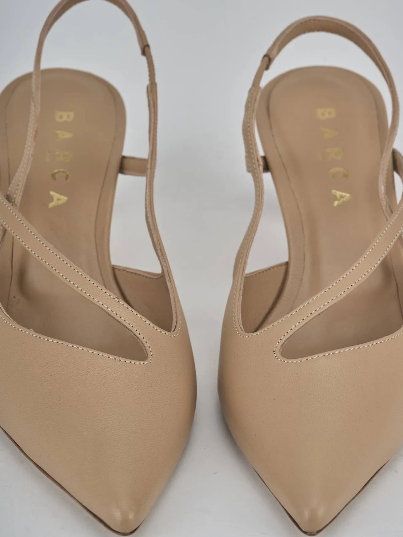 Slingback tacco 5cm pelle marrone