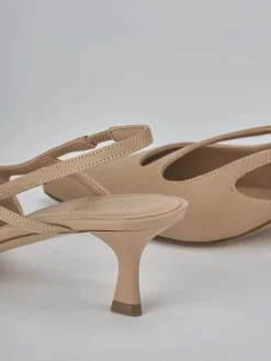 Slingback tacco 5cm pelle marrone