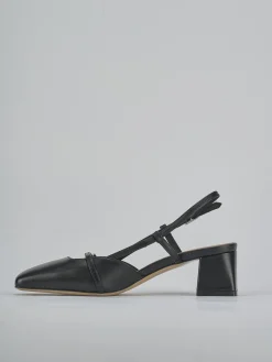 Slingback tacco 5cm pelle nero