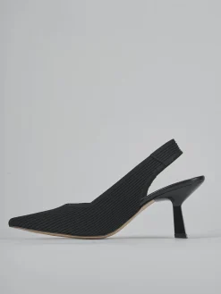 Slingback tacco 7cm pelle nero