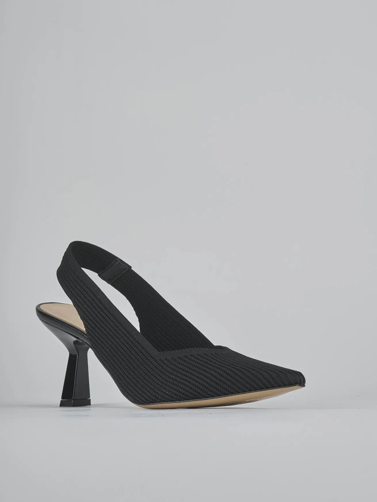 Slingback tacco 7cm pelle nero
