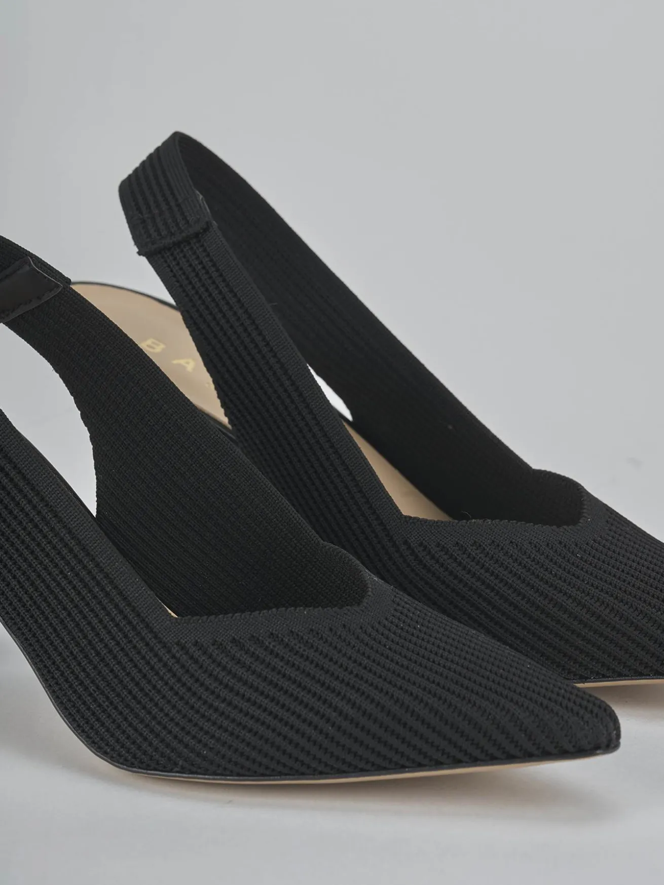 Slingback tacco 7cm pelle nero