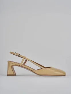Slingback tacco 5cm pelle marrone