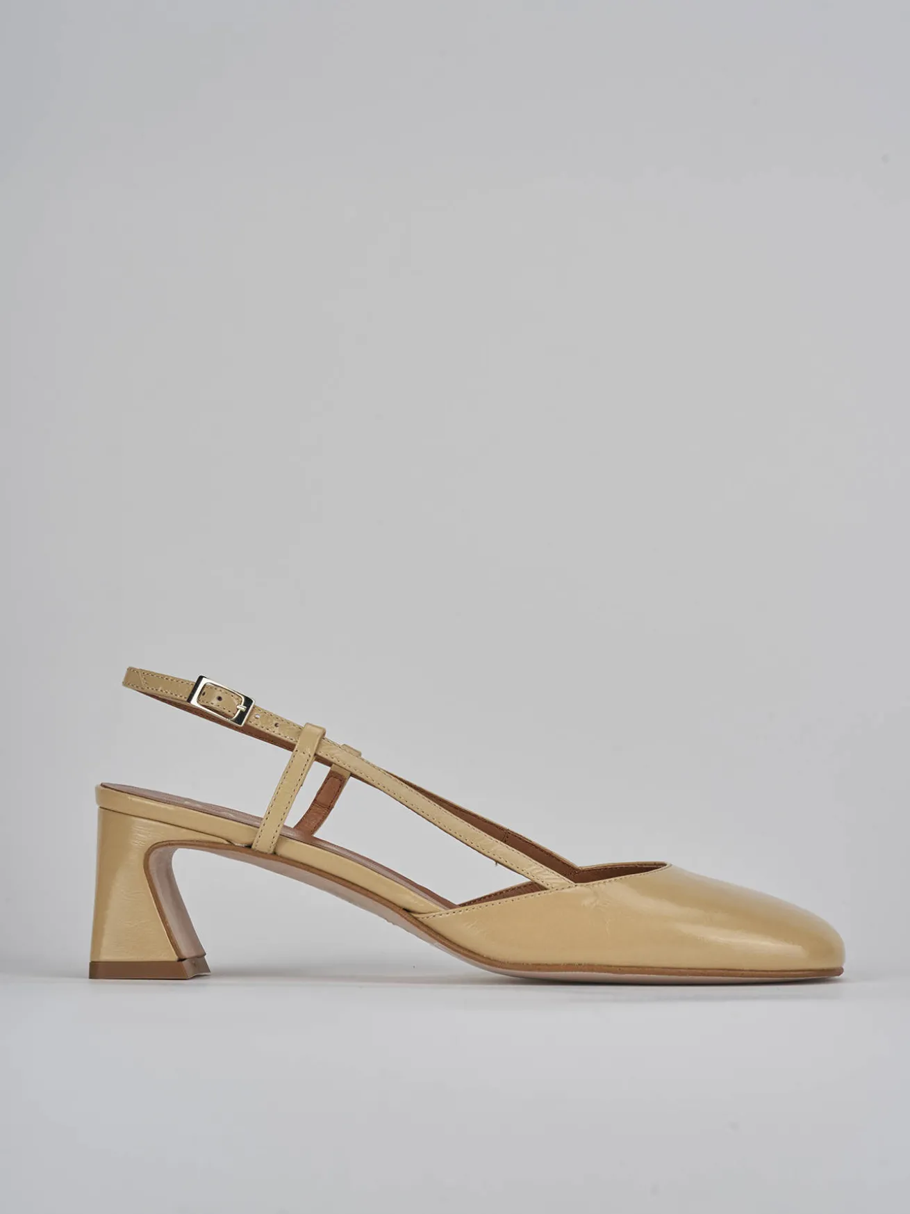 Slingback tacco 5cm pelle marrone