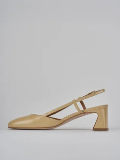 Slingback tacco 5cm pelle marrone