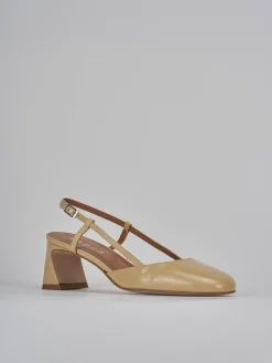 Slingback tacco 5cm pelle marrone