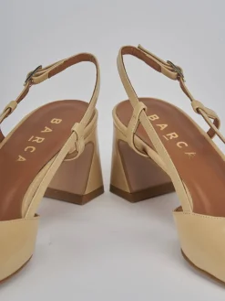 Slingback tacco 5cm pelle marrone