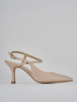 Slingback tacco 7cm pelle beige