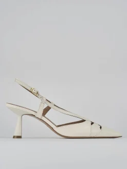 Slingback tacco 7cm pelle bianco