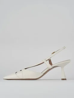 Slingback tacco 7cm pelle bianco