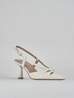 Slingback tacco 7cm pelle bianco