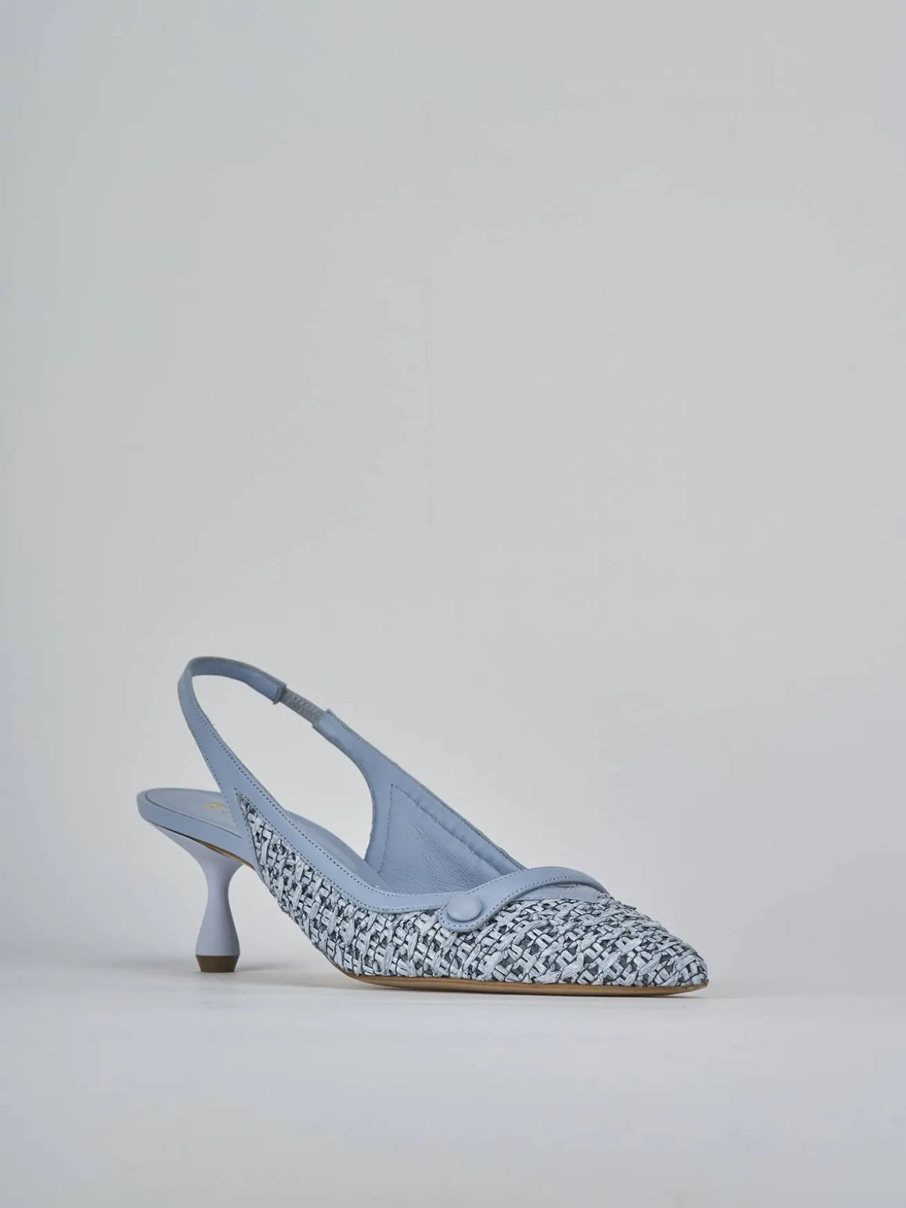 Slingback tacco 5cm pelle azzurro