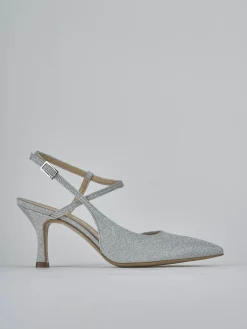 Slingback tacco 7cm pelle argento