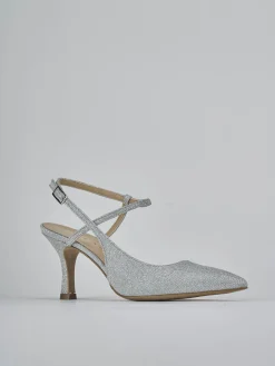 Slingback tacco 7cm pelle argento