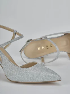 Slingback tacco 7cm pelle argento