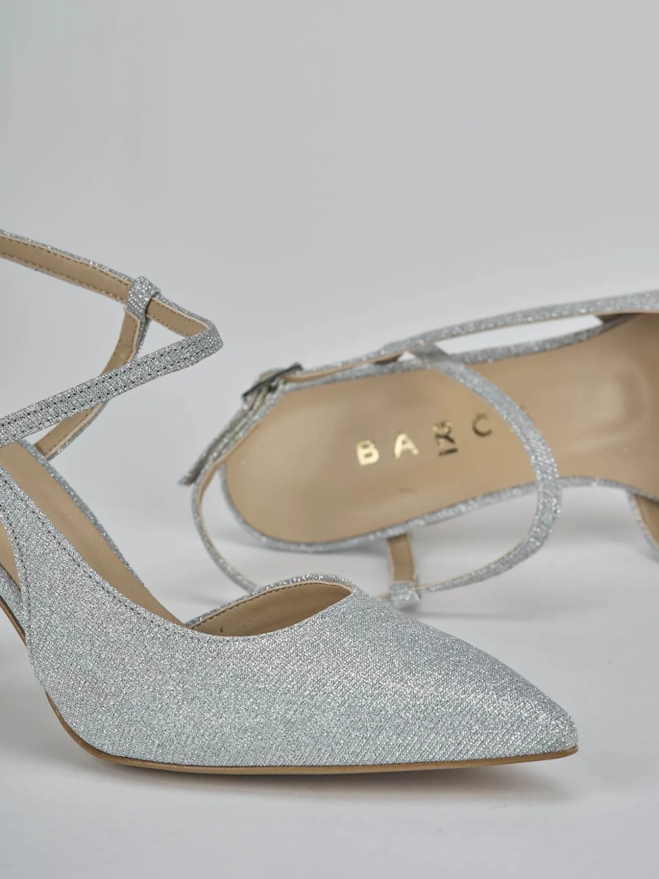 Slingback tacco 7cm pelle argento