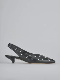 Slingback tacco 4cm pelle nero