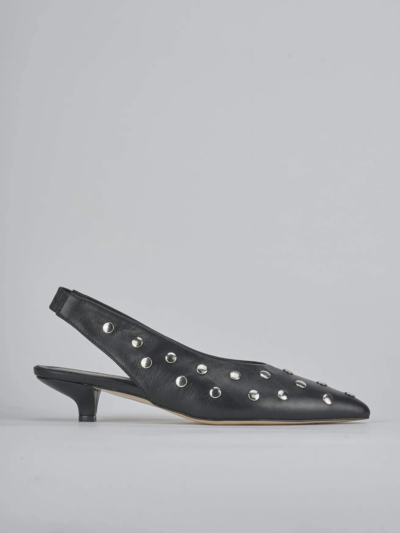 Slingback tacco 4cm pelle nero