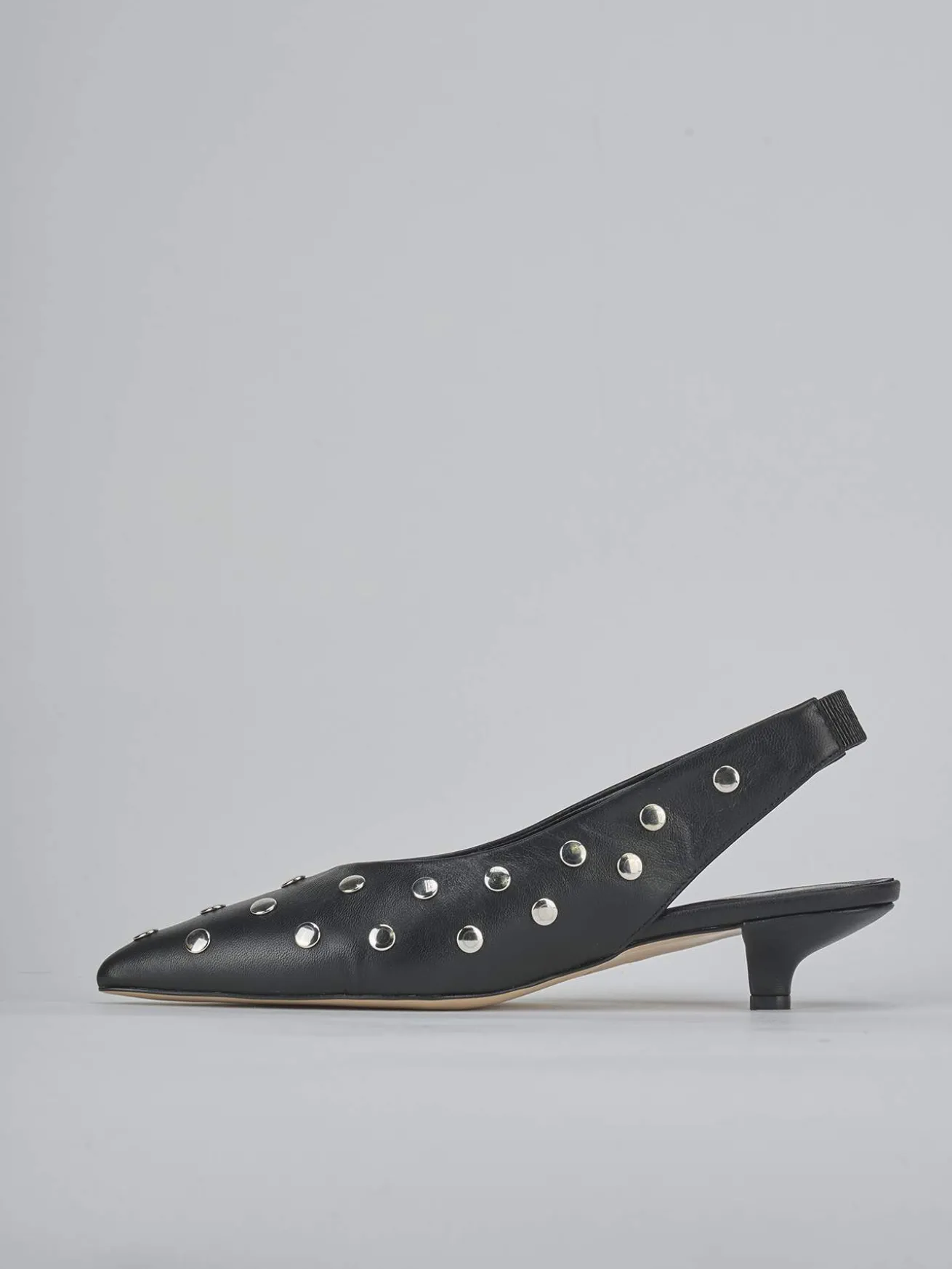 Slingback tacco 4cm pelle nero