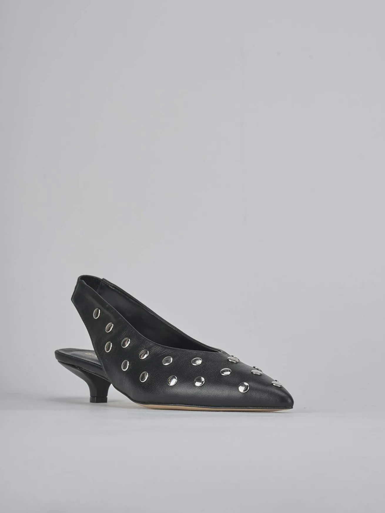 Slingback tacco 4cm pelle nero