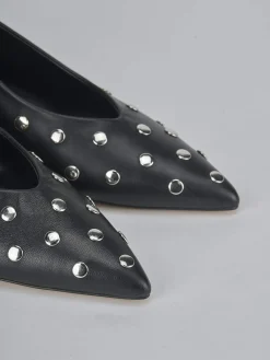 Slingback tacco 4cm pelle nero