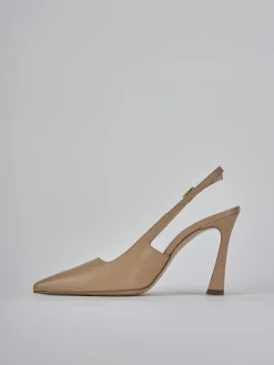 Slingback tacco 9cm pelle marrone