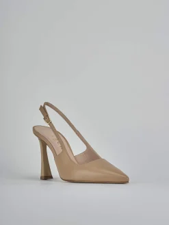 Slingback tacco 9cm pelle marrone