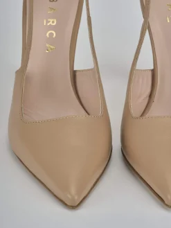 Slingback tacco 9cm pelle marrone