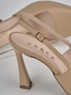 Slingback tacco 9cm pelle marrone