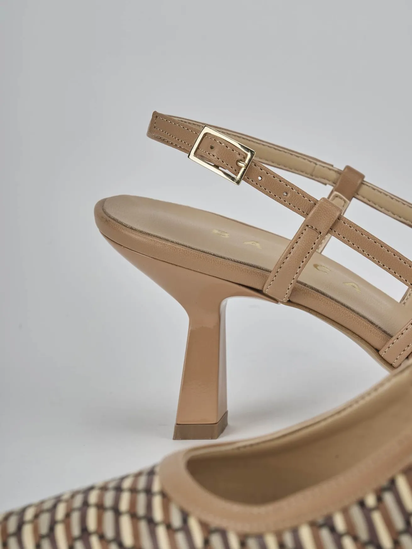 Slingback tacco 7cm pelle beige