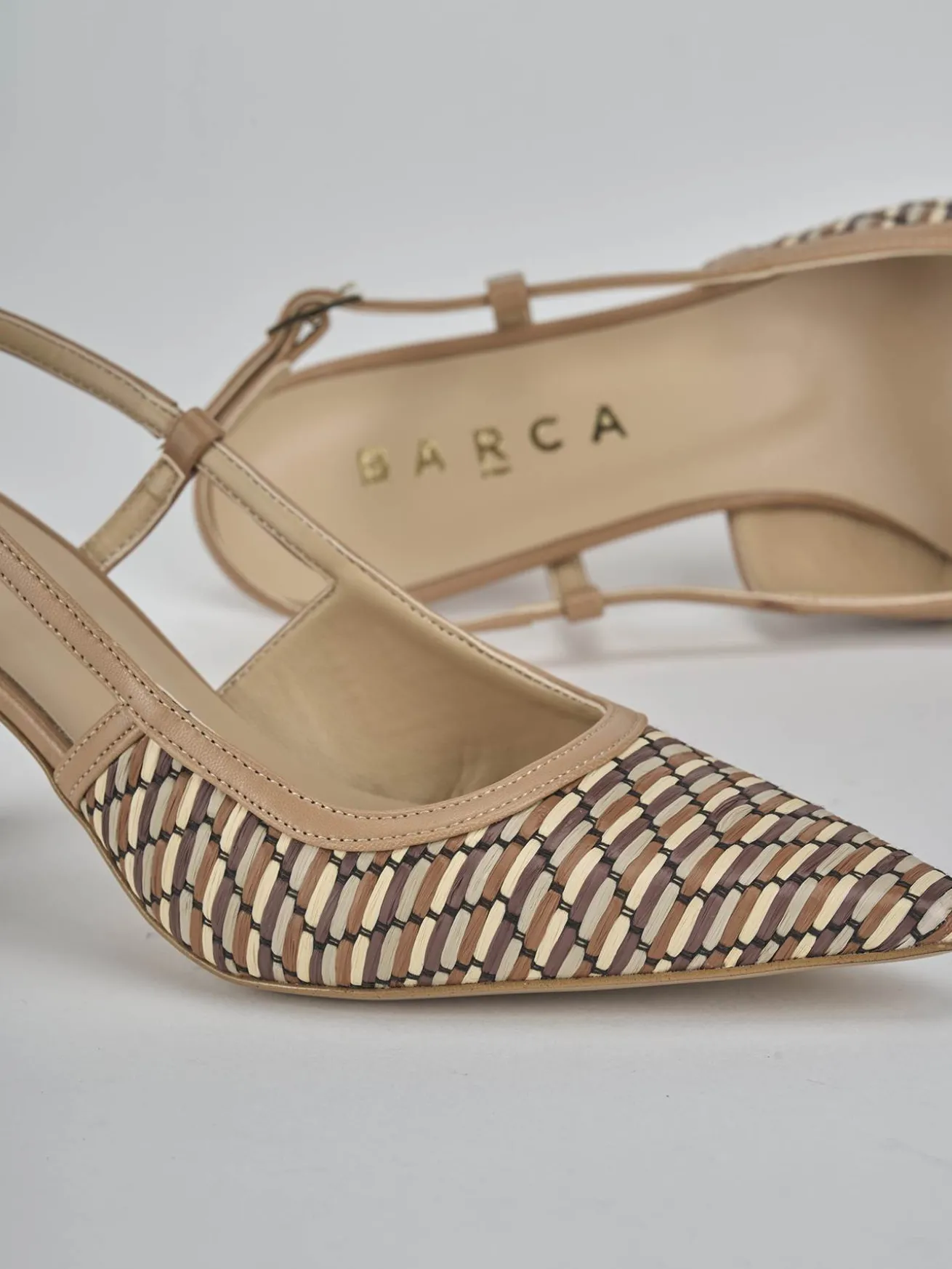 Slingback tacco 7cm pelle beige