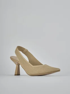 Slingback tacco 7cm pelle marrone