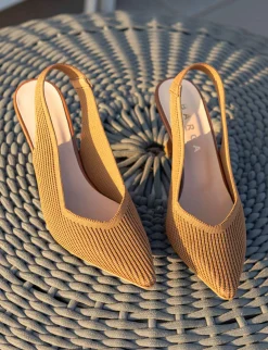 Slingback tacco 7cm pelle marrone