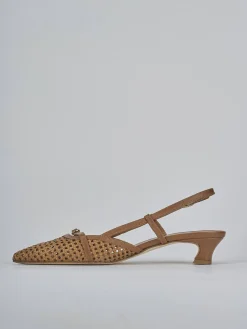 Slingback tacco 4cm pelle marrone