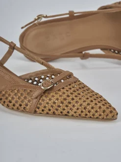 Slingback tacco 4cm pelle marrone