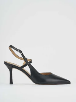 Slingback tacco 7cm pelle nero