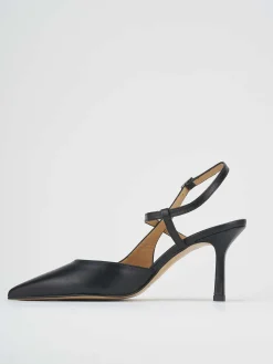 Slingback tacco 7cm pelle nero