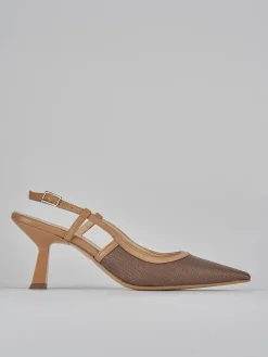 Slingback tacco 7cm pelle testa