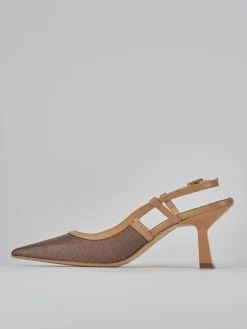 Slingback tacco 7cm pelle testa