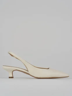 Slingback tacco 3cm pelle bianco