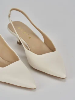 Slingback tacco 3cm pelle bianco