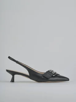 Slingback tacco 5cm pelle nero