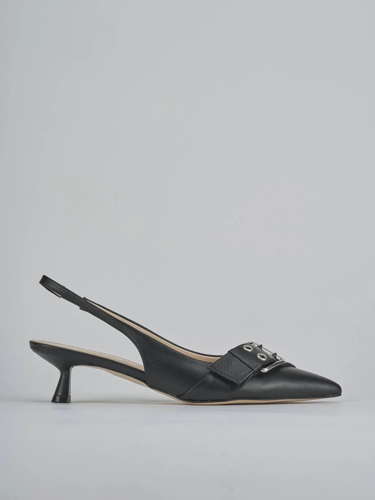 Slingback tacco 5cm pelle nero
